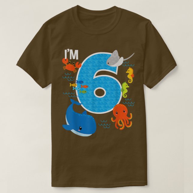 Camiseta Niños de 6 años Cumpleaños Ballena Fish Sea Bday B (Diseño del anverso)