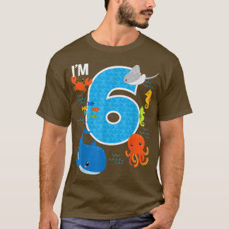 Camiseta Niños de 6 años Cumpleaños Ballena Fish Sea Bday B