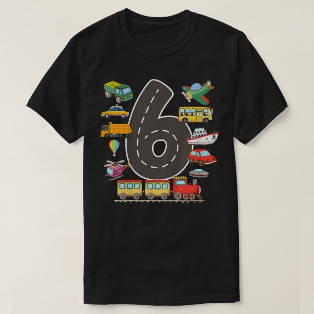 Camiseta Niños de 6 años de edad de transporte Cumpleaños 6 (Diseño del anverso)