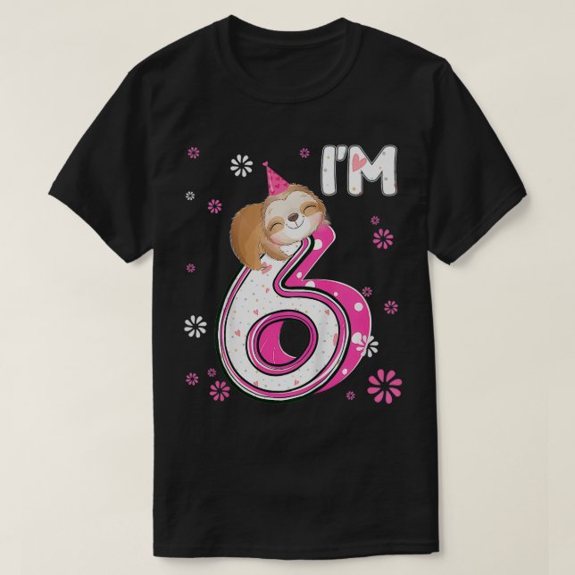 Camiseta Niños de 6 años Sloth 6 Fiesta de Chica de cumplea (Diseño del anverso)