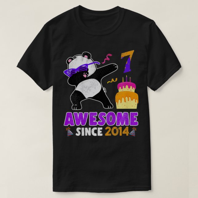Camiseta Niños De 7 Años De Edad 7 Cumpleaños Dabbing Panda (Diseño del anverso)