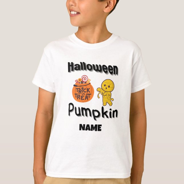 Camiseta Niños de calabaza de Halloween regalos personaliza (Anverso)