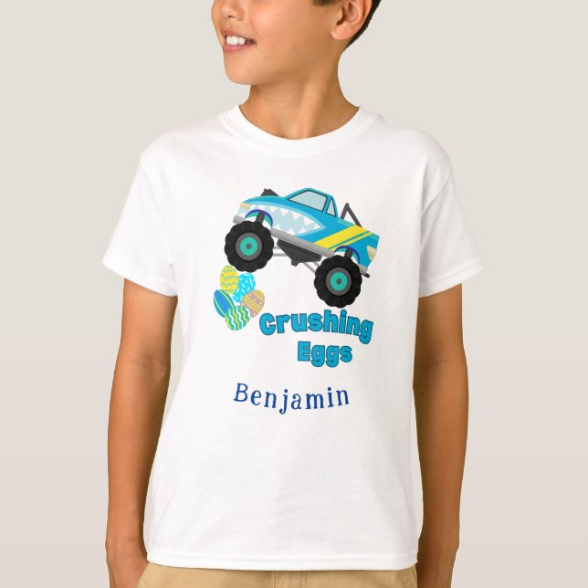 Camiseta Niños de Camión Azul aplastantes de Pascua (Anverso)