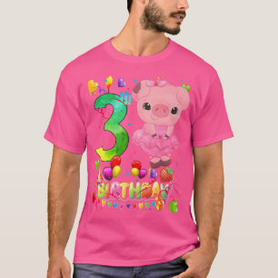 Camiseta Niños de cerdo de 3 años de edad Chica de cumpleañ