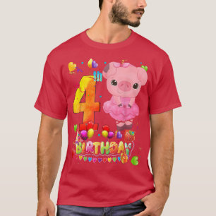 Camiseta Niños de cerdo de 4 años de edad Chica de cumpleañ