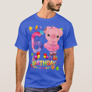 Camiseta Niños de cerdo de 6 años de edad Chica de cumpleañ