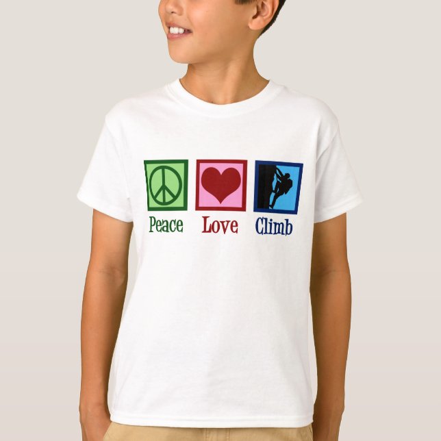 Camiseta Niños de escalada de la montaña Peace Love (Anverso)
