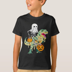 Camiseta Niños de Halloween niños Skeleton Riding Dinosaur