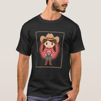 Camiseta Niños de Halloween Vaquera Monada en Cuadros Rojos