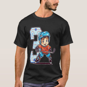 Camiseta Niños de Hockey Hielo Cumpleaños niño de 3 años de