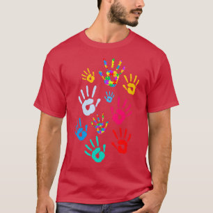 Camiseta Niños de Huellas Manuales Autism Awareness Puzzle