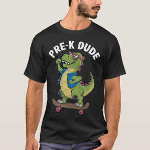 Camiseta Niños de jardín de infantes en monopatín con dinos