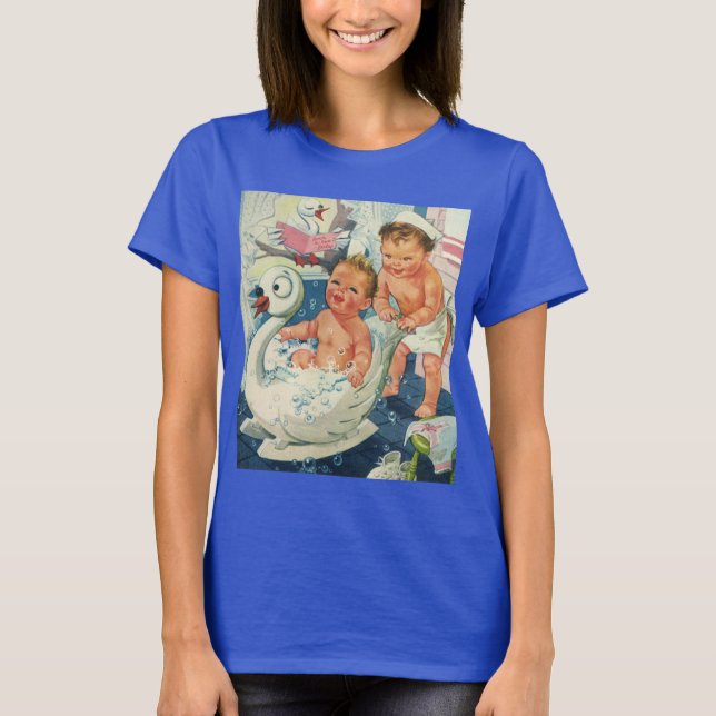 Camiseta Niños de la época jugando con burbujas en la bañer (Anverso)