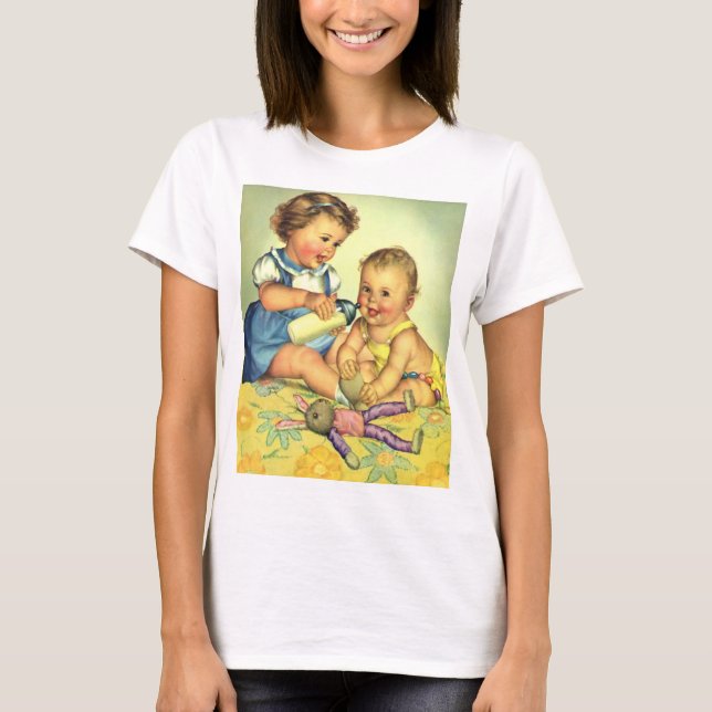 Camiseta Niños de la época, niños felices y felices sonrien (Anverso)