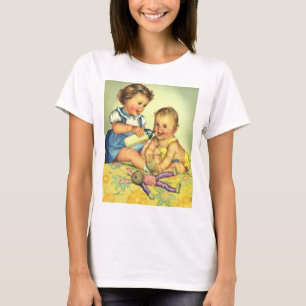 Camiseta Niños de la época, niños felices y felices sonrien