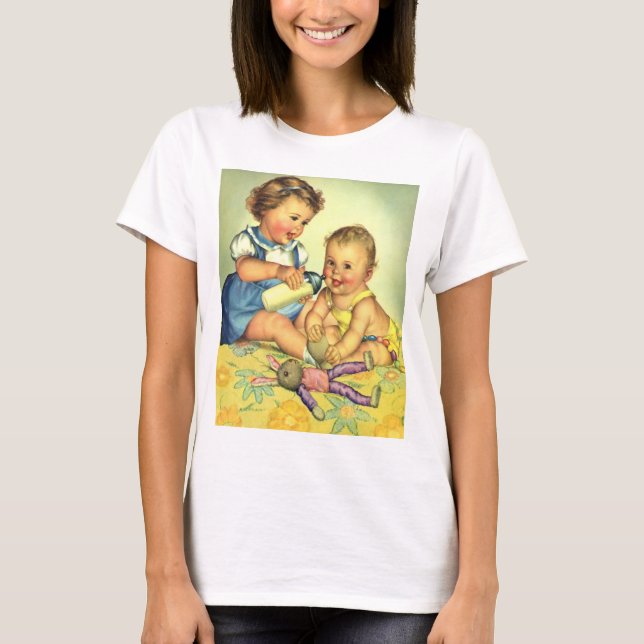 Camiseta Niños de la época, niños felices y felices sonrien (Anverso)