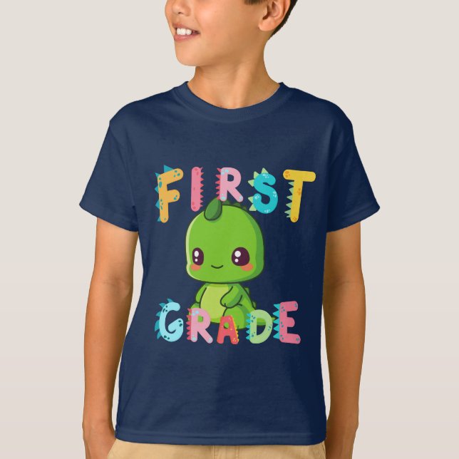 Camiseta Niños de la Escuela Cuadros de Dinosaurios de prim (Anverso)