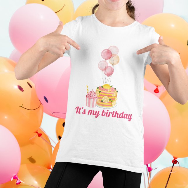 Camiseta Niños de la fiesta de cumpleaños amarillo rosado (Pink Yellow Birthday Party)