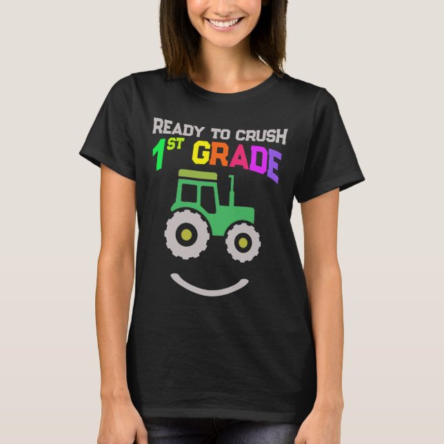 Camiseta Niños de la granja de tractores sonrientes listos  (Anverso)
