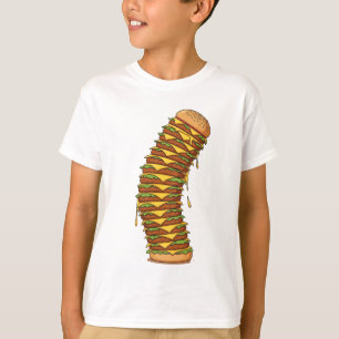 Camiseta Niños de la hamburguesa con queso apilada imponent