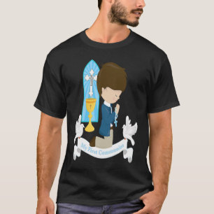 Camiseta Niños de la primera comunión marrón muchacho Rosar