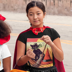 Camiseta Niños de la tipografía lunar de gato negro vintage
