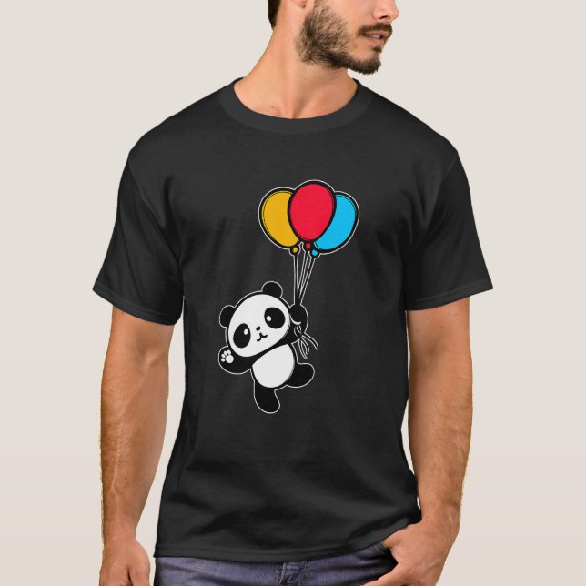 Camiseta Niños de moda Panda Animales Niños Globos Volan (Anverso)