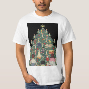 Camiseta Niños de Navidad ventilado alrededor de un árbol d