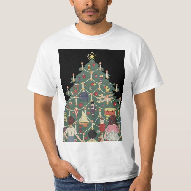 Camiseta Niños de Navidad ventilado alrededor de un árbol d (Anverso)