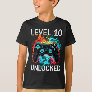 Camiseta Niños de nivel 10 Video Gamer retro 10 nacer desbl