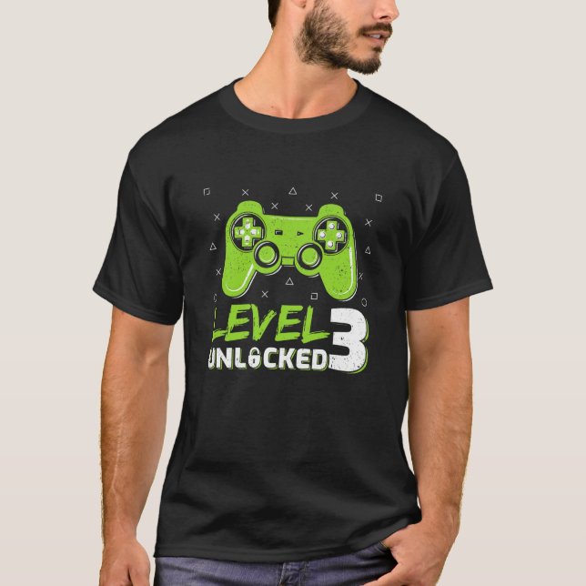 Camiseta Niños De Nivel 3 Videojuegos Desbloqueados De Gran (Anverso)