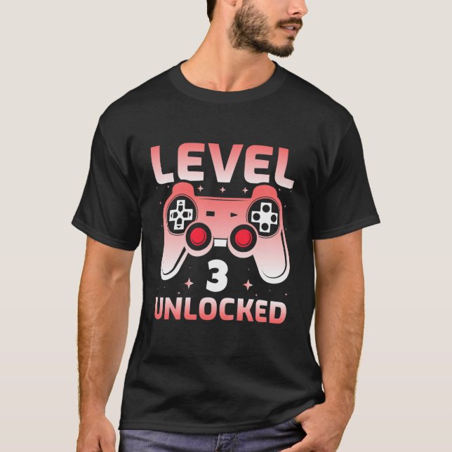 Camiseta Niños De Nivel 3 Videojuegos Desbloqueados De Más  (Anverso)