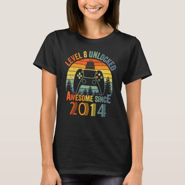 Camiseta Niños de nivel 8 Jugador de video desbloqueado de  (Anverso)