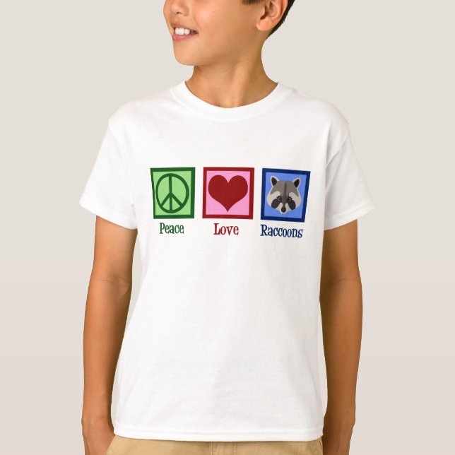Camiseta Niños de Peace Love Raccoons (Anverso)