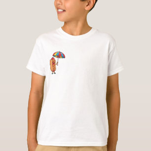 Camiseta Niños de Perrito Caliente con Paraguas Feliz
