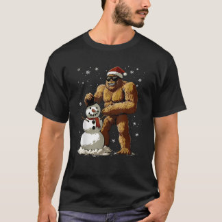 Camiseta Niños de pie en bicicleta de Santa Snowman Niños h