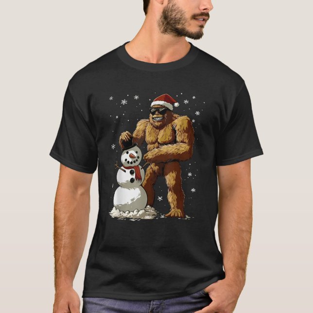 Camiseta Niños de pie en bicicleta de Santa Snowman Niños h (Anverso)