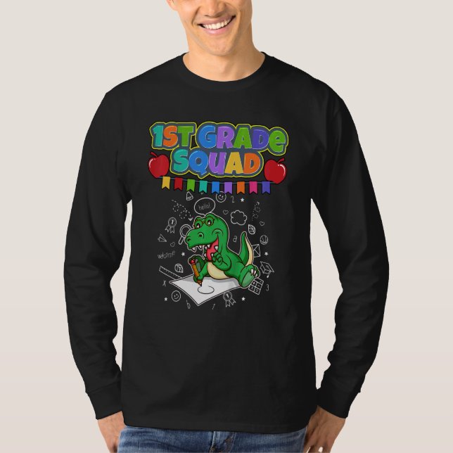 Camiseta Niños de primer grado Squad Rex Dinosaur Elemental (Anverso)