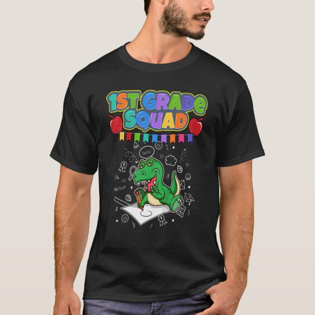 Camiseta Niños de primer grado Squad Rex Dinosaur Elemental (Anverso)
