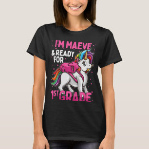 Camiseta Niños de primer grado Unicornio Soy Maeve y listo