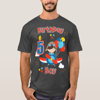 Camiseta Niños de quinto cumpleaños de avión de cinco años
