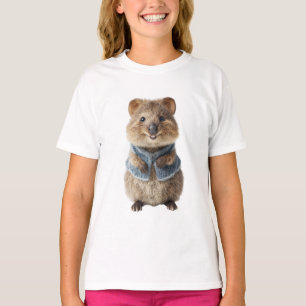 Camiseta Niños de Quokka Sonrientes con Chaleco Azul