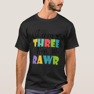 Camiseta Niños de tres años me escuchan Rawr Cute tercer ni