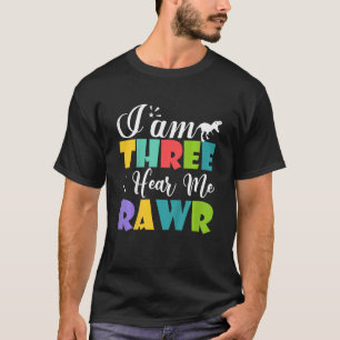 Camiseta Niños de tres años me escuchan Rawr Cute tercer ni