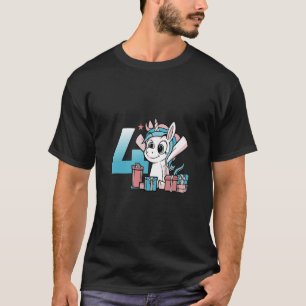 Camiseta Niños de Unicornio Cute Cuarto Cumpleaños Unicorni
