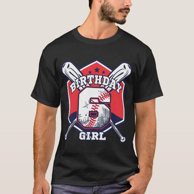 Camiseta Niños del 6º cumpleaños del partido de béisbol de  (Anverso)