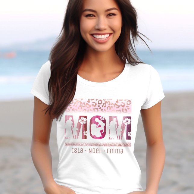 Camiseta Niños del Día de la Madre nombran a los niños leop (Mom Best Mom Ever Children Names Kids Names T-Shirt)