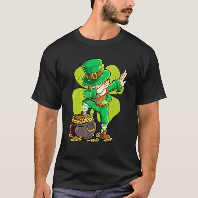 Camiseta Niños del Día de San Patrón Hombres Dabbing Leprec (Anverso)