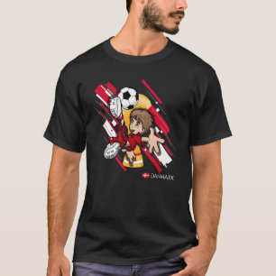 Camiseta Niños del fútbol de Dinamarca jugando el gol D