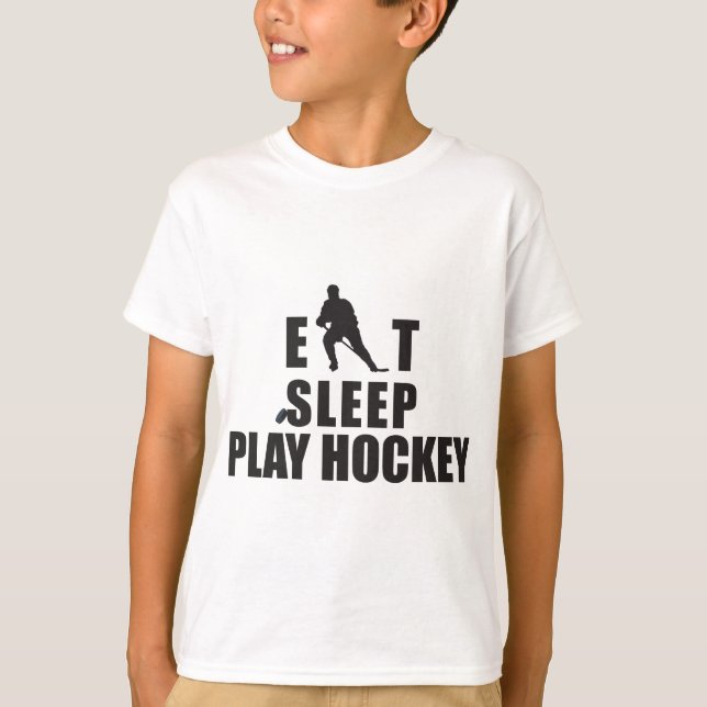 Camiseta Niños del hockey de Eat Sleep Play (Anverso)
